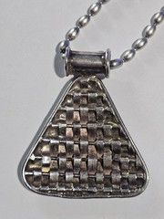 Vtg J. R. I. 925 Weaved Triangle Pendant On 925 Italy Chain