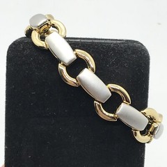 Vintage 2 Tone Matte SIlver & Gold Designer Look Bracelet sz 6.75″