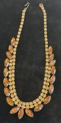 Vintage Two tone Brown Rhinestone Necklace Jewelry