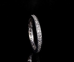 Vintage 14k White Gold Diamonds All The way Around Dress Ring Size O Val $3310.