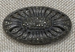 STERLING SILVER 925 MARCASITE BROOCH ANTIQUE ART NOUVEAU BEAUTY ELEGANT DESIGN