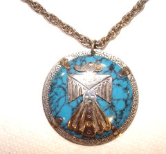 Bell Trading Nickel Silver Simulated Turquoise Thunderbird Pendant 30″ Necklace