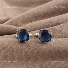 London Blue Topaz Gemstone Birthday Anniversary Cufflinks 925 Sterling Silver