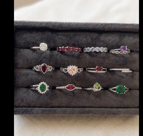 Ring Lot Of 12. Various Sizes. Some Vintage. All Rhinstones