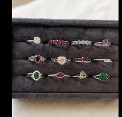 Ring Lot Of 12. Various Sizes. Some Vintage. All Rhinstones