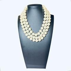 Vtg CAROLEE Majestic Pearl Necklace 3 Strand Knotted High End Art Deco 18” 13 mm