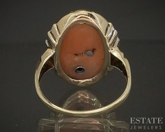 Antique 10k Yellow Gold Natural Cameo Diamond Ladies Ring 3.1g p18559b