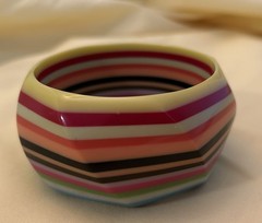 Vintage 1990s Layered Striped Colorful Designer Bangle Bracelet