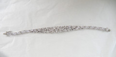 Vintage Sterling Silver 925 Cluster Gemstone Tennis Bracelet 7.5″