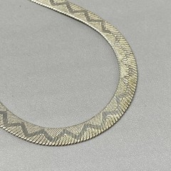 Revlon VTG Herringbone Bracelet Silver Tone Reversable Geometric Design 7.25″