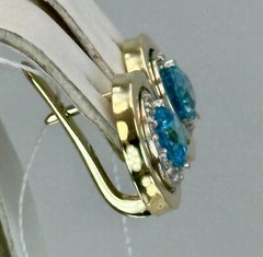 Vintage Original Yellow & White Gold Earrings with Natural Topaz 585 14K 5,07 g.