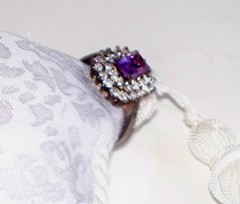 NEW Women’s Sterling Silver Emerald Cut Amethyst & CZ Ring Size 8 – S7