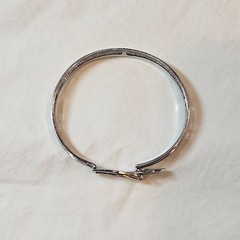 Vintage Art Deco JJ White Filigree Buckle Bangle Bracelet Child / Petite