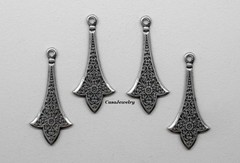 #0403 ANTIQUED .925 STERLING SILVER PLATED EARRING DROP W/TOP HANG RING – 4 Pcs