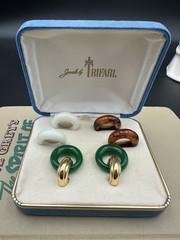 NWT VTG 1950s-1960s CROWN TRIFARI Gold-tone Convertible Interchangeable Earrings