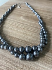 Roman Vintage Double Strand Faux Gray Pearl Necklace