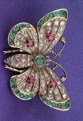 3Ct Round Lab Created Emerald Diamond Brooch Pin 14k Two Tone Gold Plated Silver