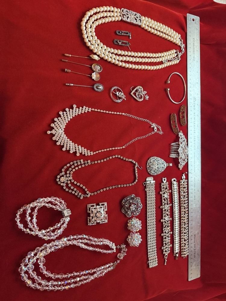 Vintage Rhinestone Jewelry & Aurora Borealis Crystal Jewelry Lot