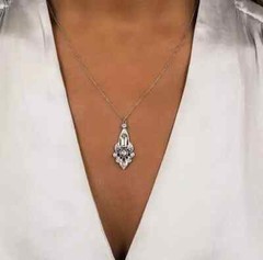 Art Deco Vintage Style 3Ct Lab Created Diamond Wedding 14K White Gold FN Pendant