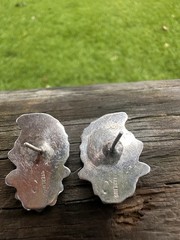 Stunning Estate Vintage Native American Signed Sterling Floral Leaf Earrings