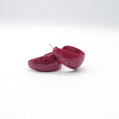 Pink Open Hoop Earrings Paint Splatter Funky Retro