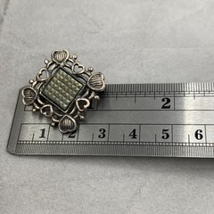 Vintage KC Sterling Silver Marcasite Hearts Boarder Diamond Shaped Brooch