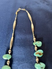 Vintage Southwest Faux Turquoise Tribal Silvertone Statement Necklace 26 in Hook