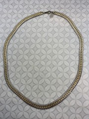 Medici Gold Silver Tone Thick flat Snake Chain Necklace Vintage textured
