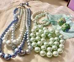 Vintage Pastel Blue Pearl 6pc Mixed Jewelry Lot