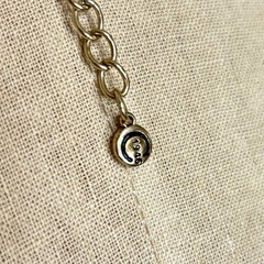 C 1946 Marbled Acrylic/Wood Ovals Faux Leather Cord Statement Gold Tone Necklace