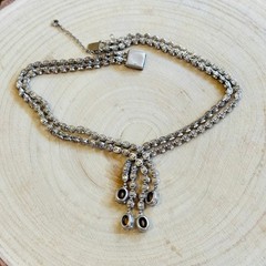 Tassel Necklace VTG Jeweled Austrian Crystal Rhinestone Art Deco Sparkly Choker