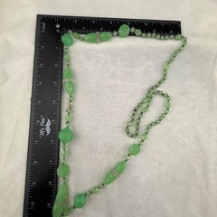Vintage Glower Bead Glass Necklace UV Czech 36”