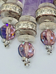 Elegant Classy Vintage Chipita Amethyst Stone Aurora Borealis Bead Clip Earrings