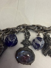 VINTAGE CHUNKY ESTRUSCAN GOTHIC CHARM BRACELET 7.5”