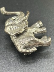 Hobe Tusked Silver Tone Elephant Brooch