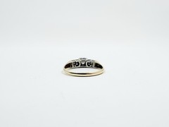 Vintage 10k Two-Tone Gold Natural Diamond 3-Stone Ring Size 7.25