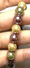 Lovely Vintage Sterling Silver Clasp Lavender Yellow Green Acrylic Bead Bracelet