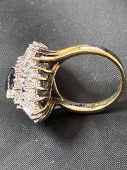 Gorgeous! Vintage Sapphire CZ Size 8 #935 Silver Gold Plated ring 8gram