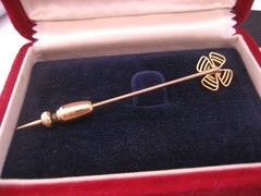 Antique Art Nouveau Deco Era 14K GF Sugarloaf Amethyst Tie Cravat Stick Pin