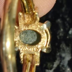 Vintage Avon Ring Oriental Jade oval Gold Tone 1974 Rhinestone Gemstone jewelry