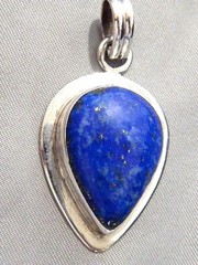 VINTAGE STERLING SILVER BLUE LAPIS LAZULI & SILVER MATRIX 1 5/8″ LAPIS PENDANT
