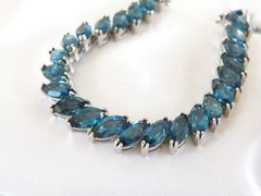 Sterling Silver 925 Natural Heated London Blue Topaz Tennis Bracelet 7.5″