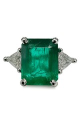 Art Deco Antique 4.30Ct Natural Emerald Vintage Wedding Ring 925 Sterling Silver