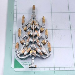 Stunning Vintage Christmas Tree Brooch Red Green Clear Rhinestone Holiday Pin