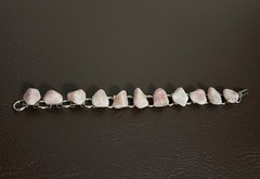 Vintage Bracelet Pink Stones Silver Tone Links 7 Inches Fold Over Clasp Chunky
