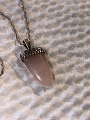 Woman’s Vintage Sterling Silver Necklace With Pink Quartz Pendant Signed 925