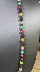 Vintage Dyed Stone Hand Knotted Beaded Necklace Multicolor Handmade