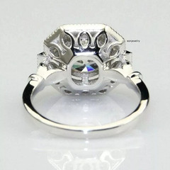 Art Deco Vintage 2Ct Round Cut Lab Created Diamond 14K Gold Over Christmas Ring