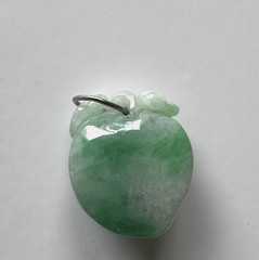 Vintage Hand-Carved Green Jadeite Jade Peach Pendant
