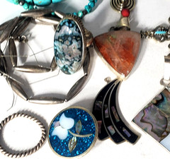Vtg Silver Plated Alpaca Mixed Metals SOUTHWEST Jewlery Lot Collection 20 Pcs